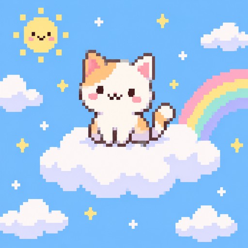 A cat sitting on a cloud