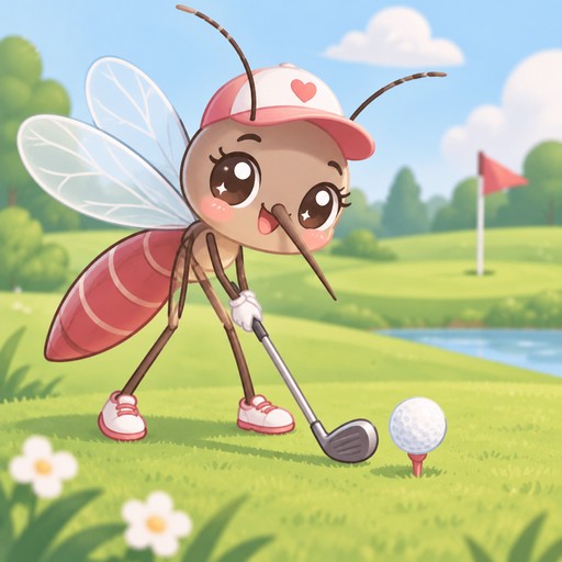 Mosquito playing golf
