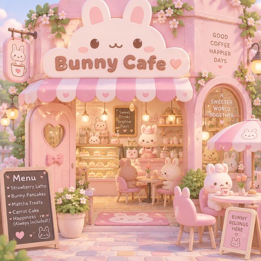 Make a pink bunny Cafe