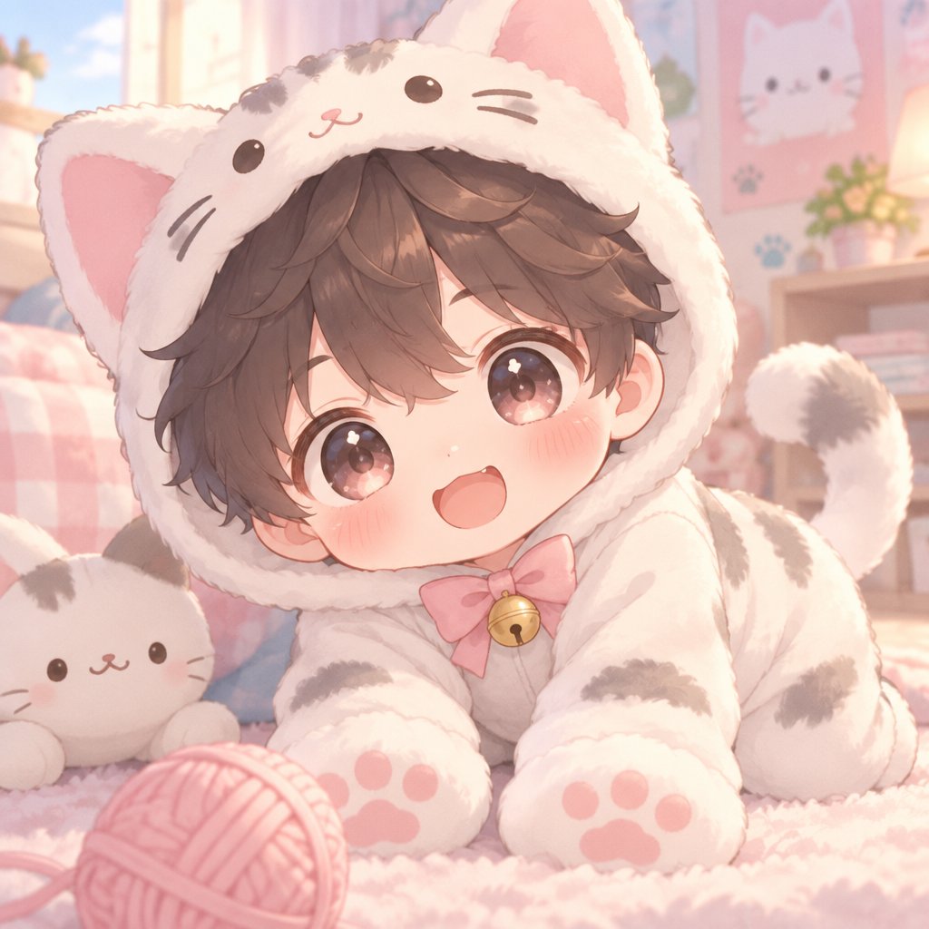 boy in a kitten costume