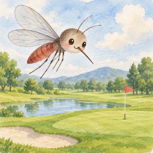 Mosquito flying over golf course