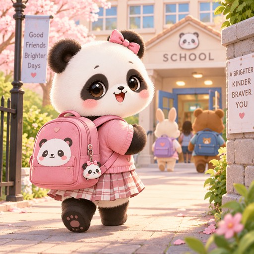 A panda going to school (female)