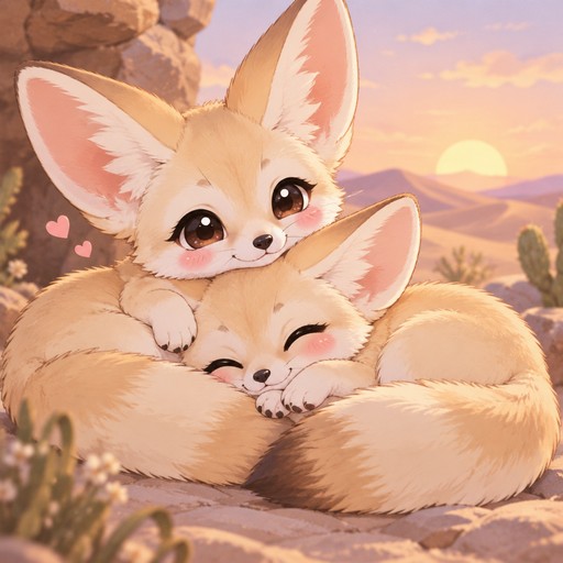 Cuddling desert foxes