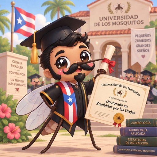 Kawaii graduation cartoon with flags, university sign, diploma, and colorful flowers