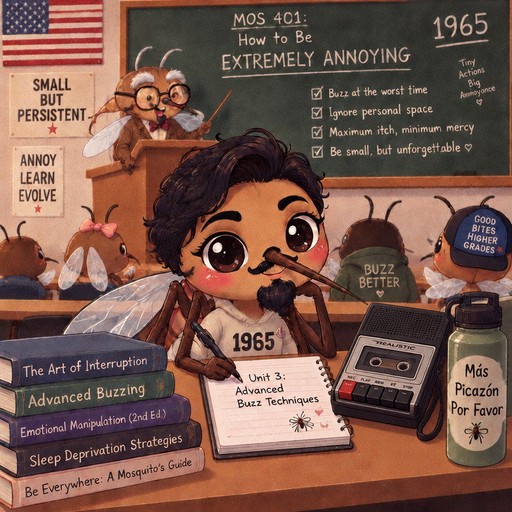 Kawaii illustration of a person studying interruption techniques beside a chalkboard and books.
