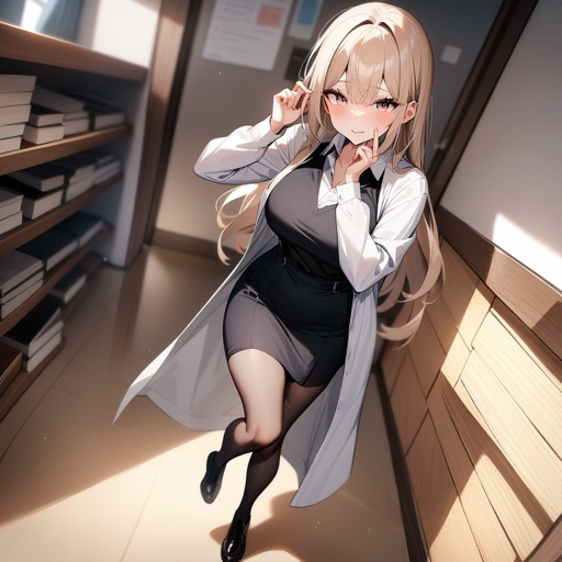 teacher with full body long shirt