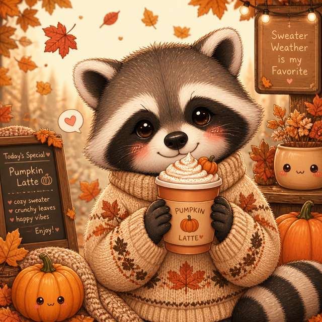 Cozy Autumn Kawaii kawaii AI art style example