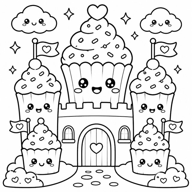 Coloring Page kawaii AI art style example