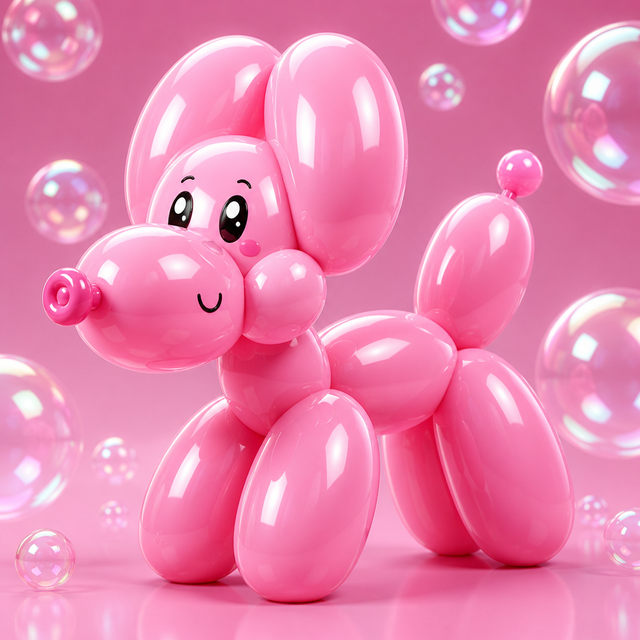 Glossy Bubble 3D kawaii AI art style example