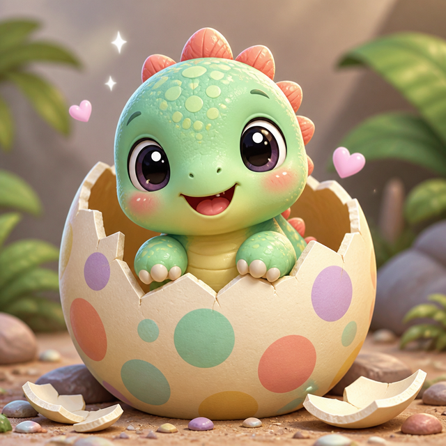 Kawaii Dino kawaii AI art style example