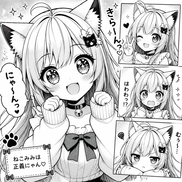 Kawaii Manga Ink kawaii AI art style example