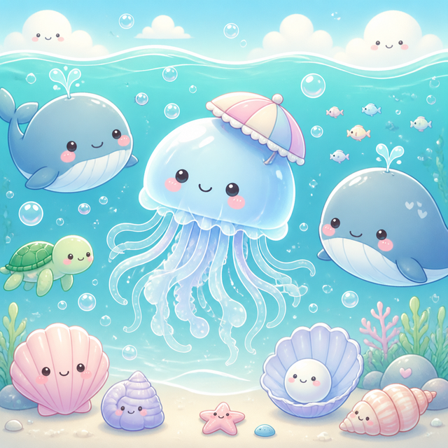 Kawaii Ocean kawaii AI art style example
