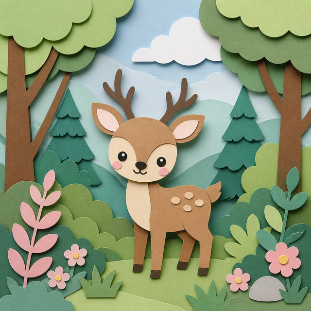 Kawaii Papercraft kawaii AI art style example