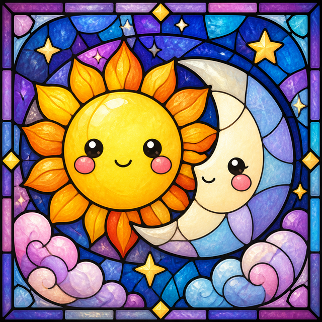 Kawaii Stained Glass kawaii AI art style example