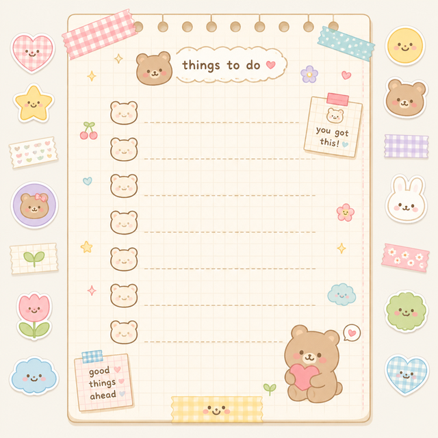 Kawaii Stationery kawaii AI art style example
