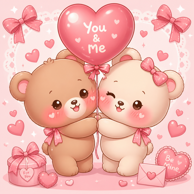 Kawaii Valentine kawaii AI art style example