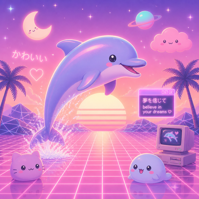Kawaii Vaporwave kawaii AI art style example