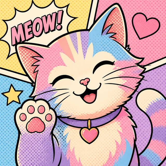 Pastel Pop Art kawaii AI art style example
