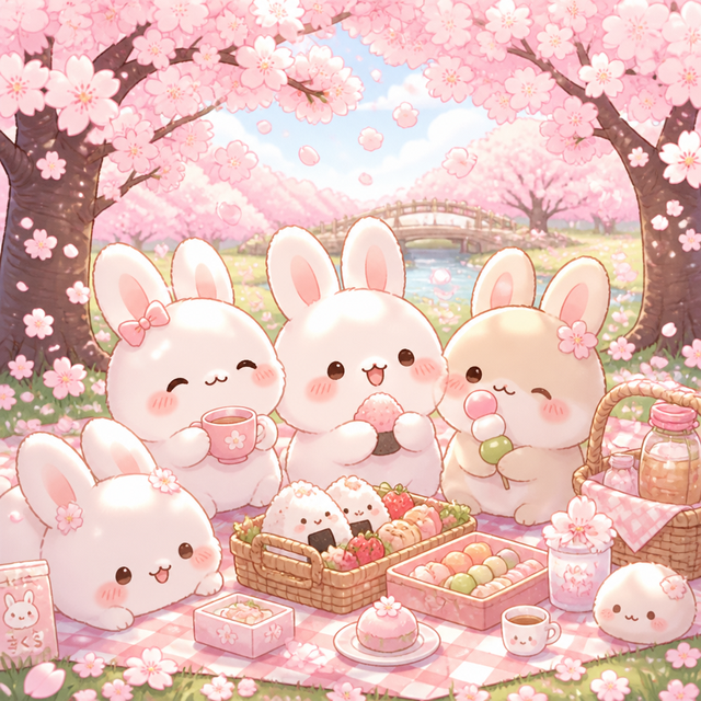 Sakura Spring kawaii AI art style example